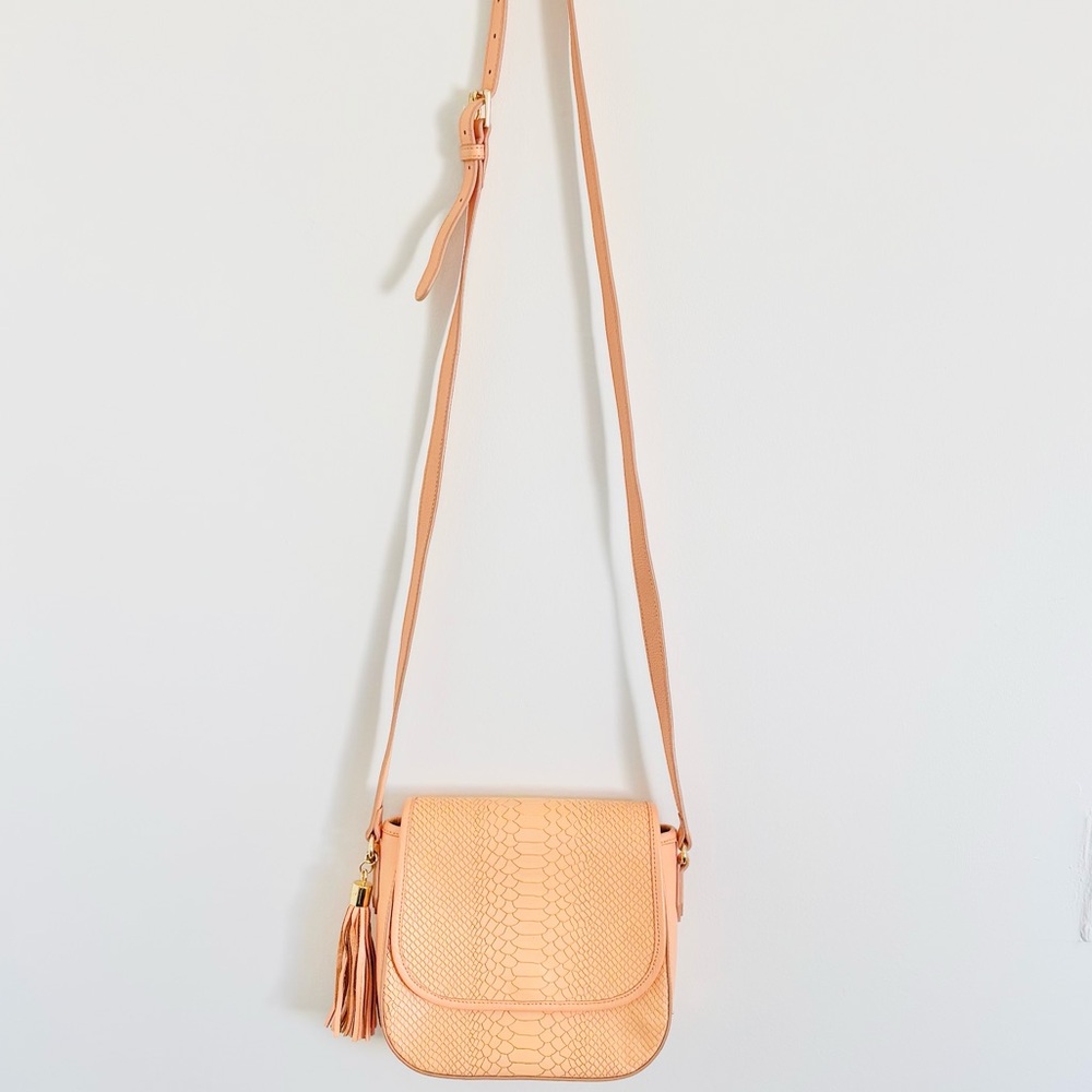 GiGi New York Python Leather Saddle Bag in Melon